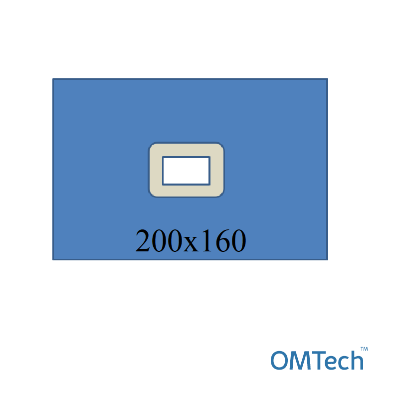 Покриття операційне OMTech™ нейрохірургічне для операцій на головному мозку №1 200х160см на дугу з адгез. опер. полем 25х15см (СМС - 35 г/м2), стерильне